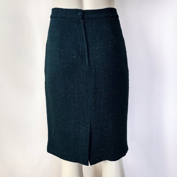 Karen Scott Green Textured High Waisted Pencil Skirt With Pockets - Picture 7 of 10